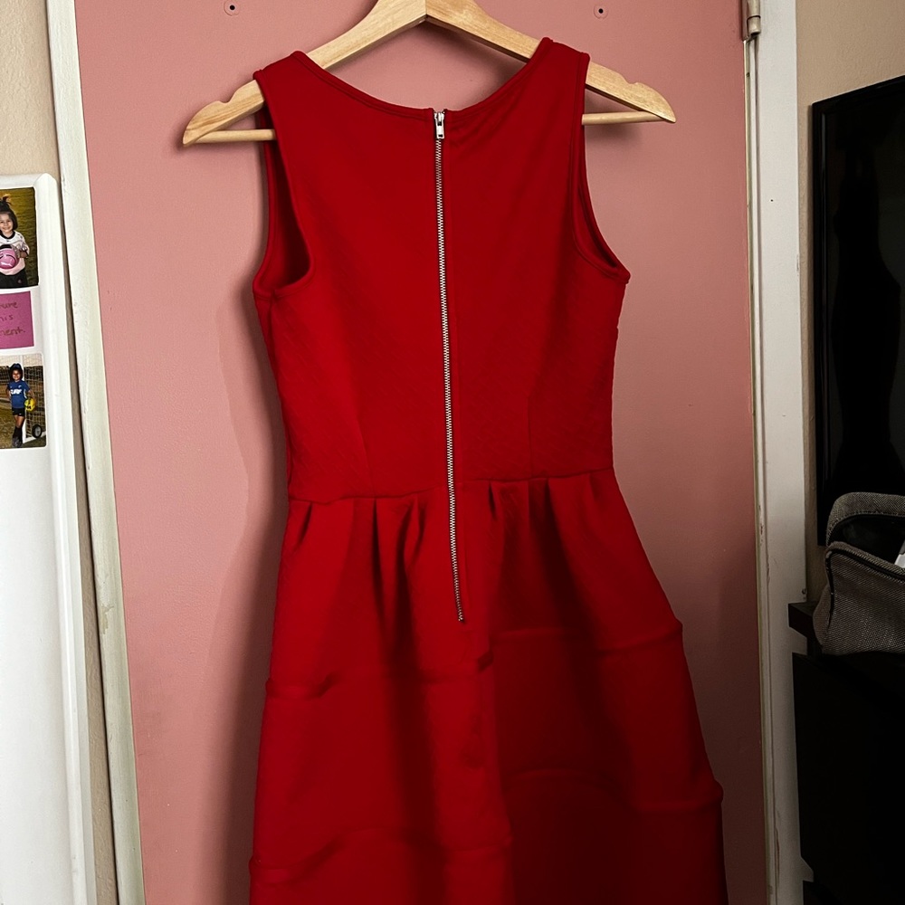 red orange skater dress